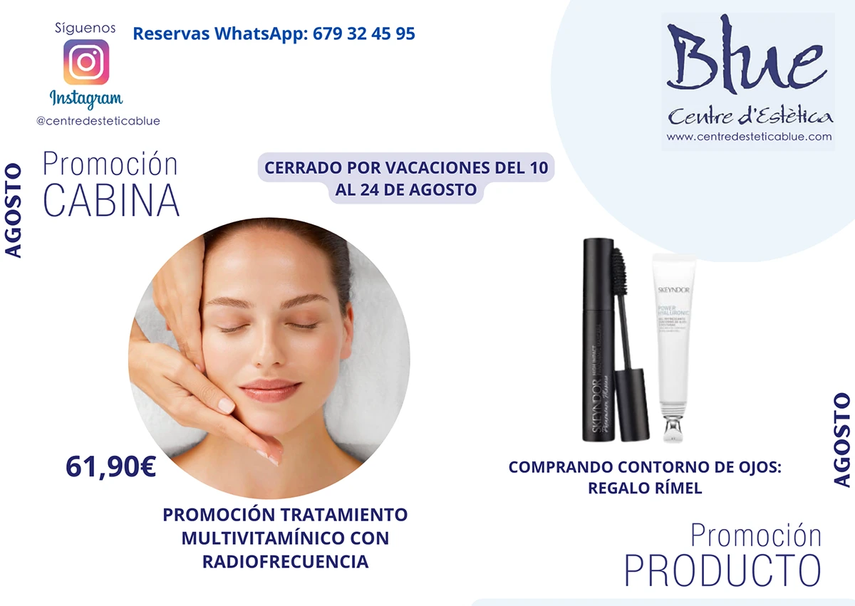Promociones del centro de estética Blue de Barcelona