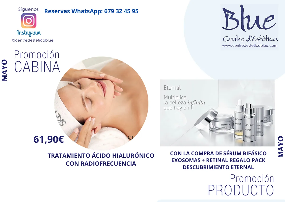 Promociones del centro de estética Blue de Barcelona