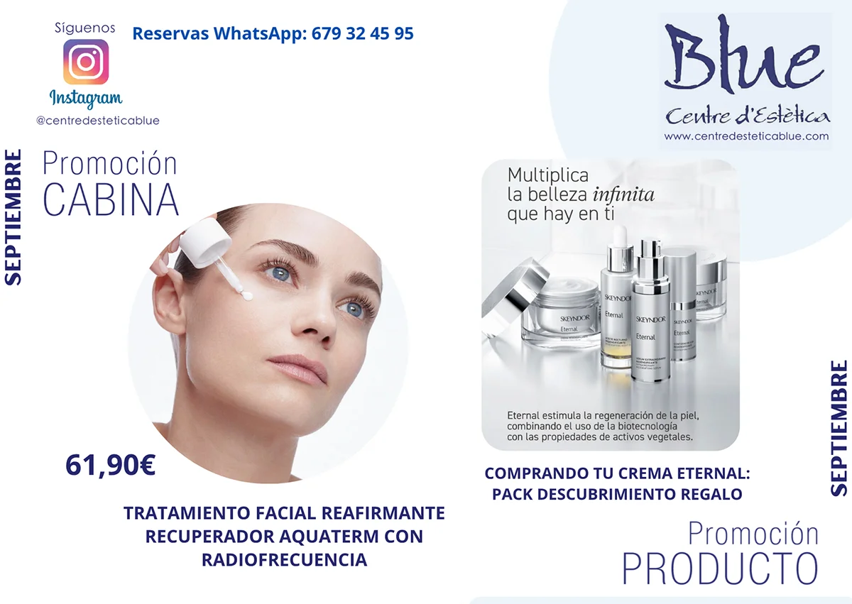 Promociones del centro de estética Blue de Barcelona